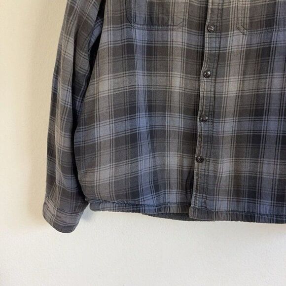 Rustic Ridge Men's Size XL Black Blue Flannel Plaid Sherpa Lined Shacket Jacket - Picture 7 of 11